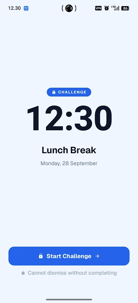 Waker alarm ringing screen