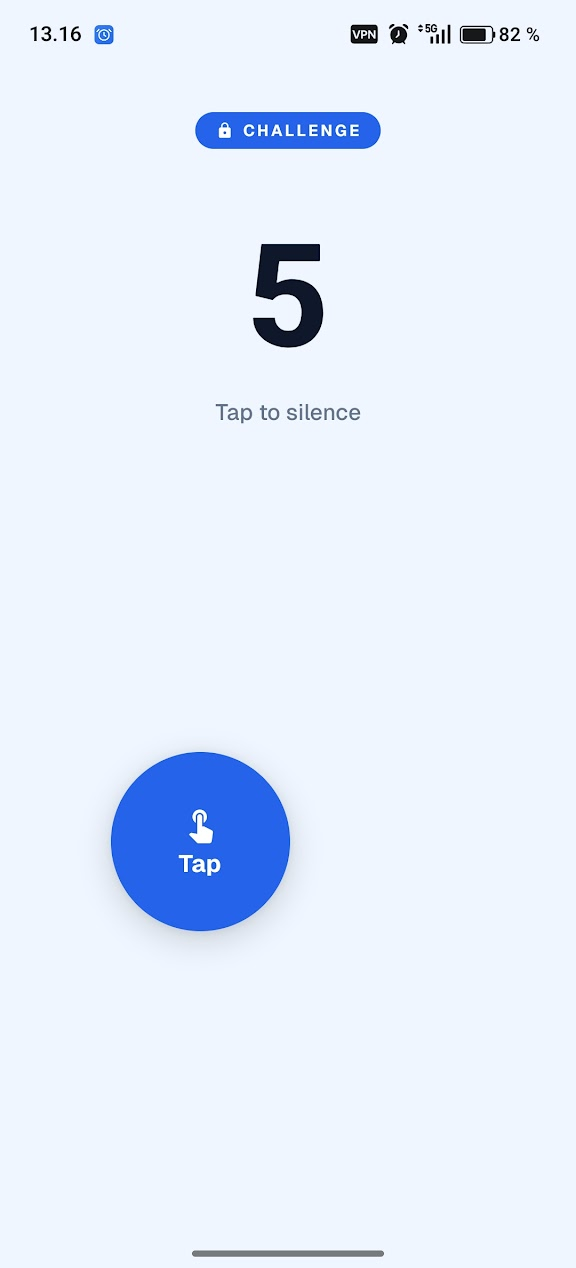 Waker tap challenge with a tap button and a countdown